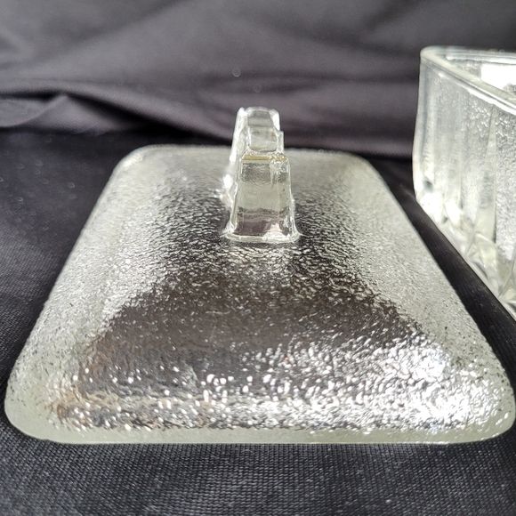 Vintage Glass Dish with Lid in Silver Tone Tray Holder Approx 5x4x3.5" - Picture 8 of 11